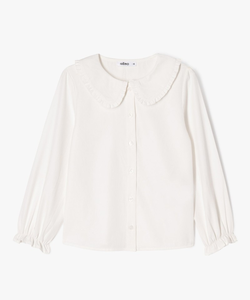 Chemise à manches longues avec col Claudine fille